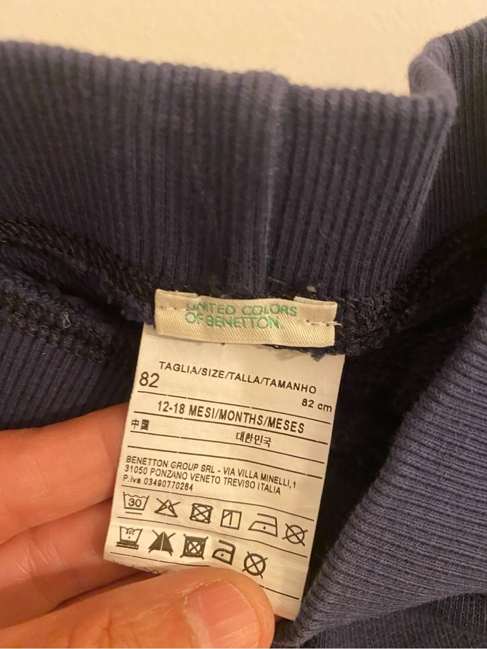 United Colors of Benetton Baby Navy Bear Jogger Pants 12-18M 82cm